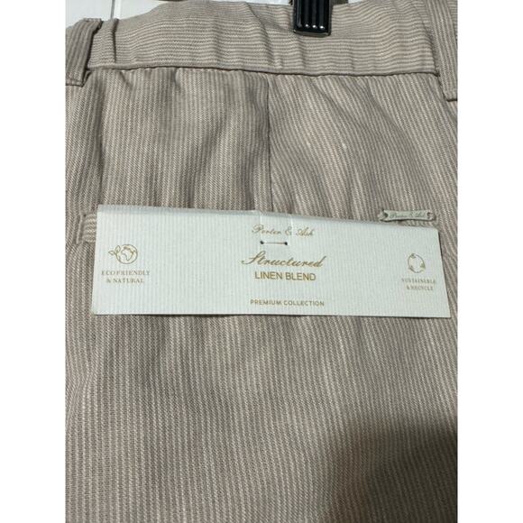 Porter & Ash Men’s Linen Blend Drawstring Shorts Size Large Tan White Stripe NWT - Picture 6 of 12